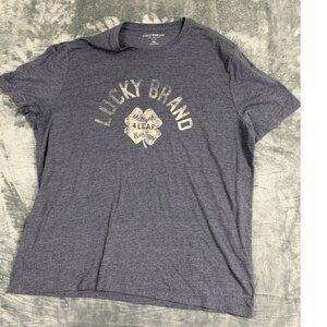 Lucky Brand Mens Graphic Blue Crewneck T-Shirt XXL Heathered Cotton Blend